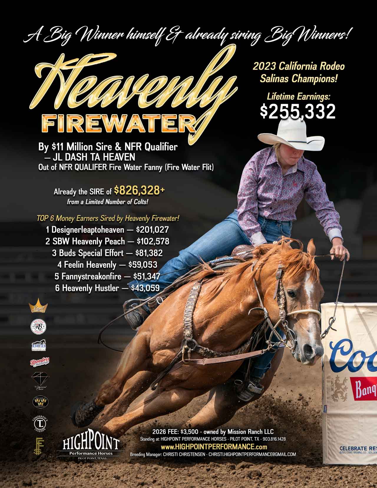 Highpoint Performance stallion Heavenly Firewater